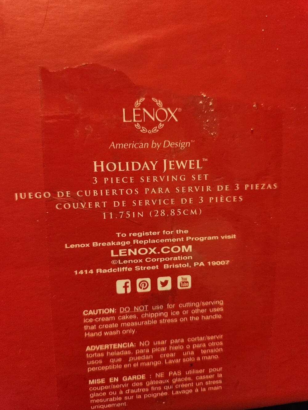 Lenox Holiday Jewel 3 Piece Serving Set 11.75